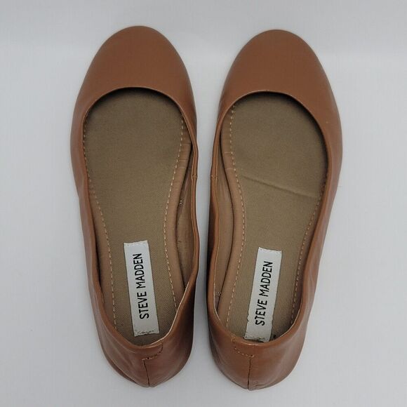 Steven Madden P-Heaven Womens Brown Solid Leather Slip On Ballet Flats Size 8.5 - Picture 4 of 11